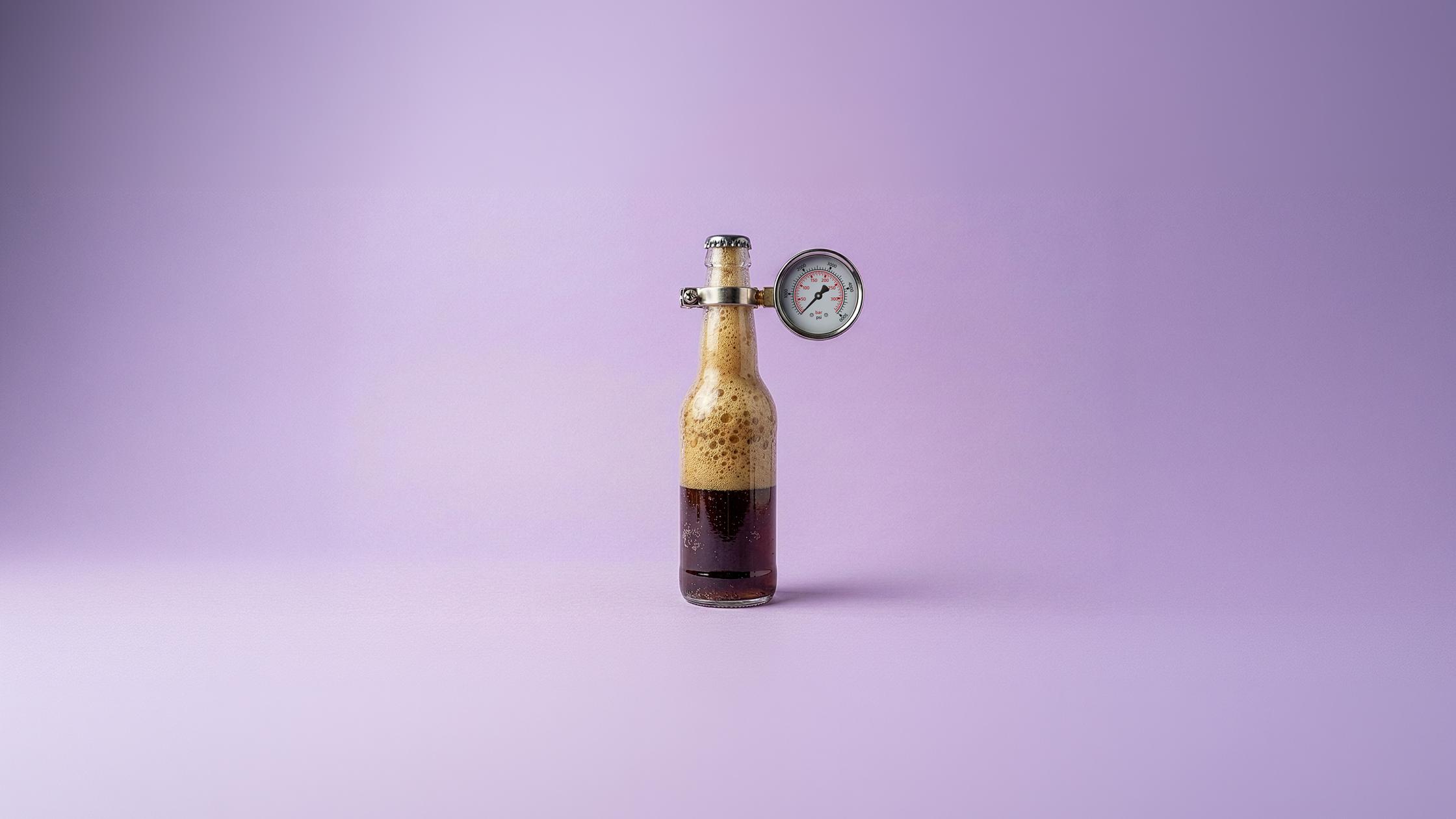 Bottle with purple background.