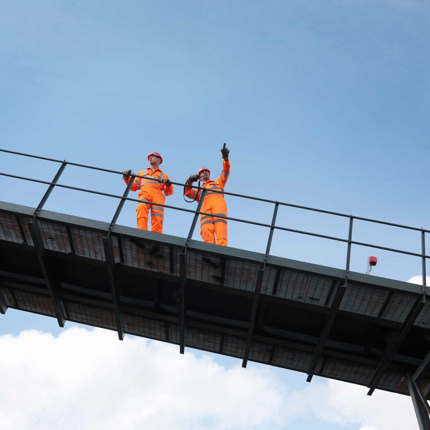 Workers On Viewing Platform.