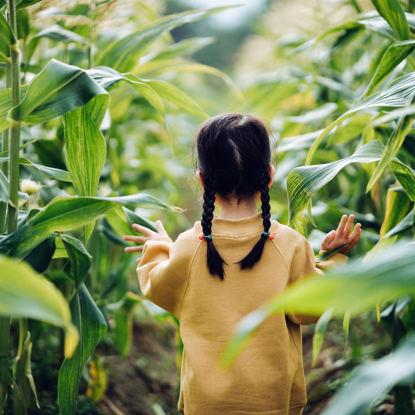 Young girl surrounded by nature